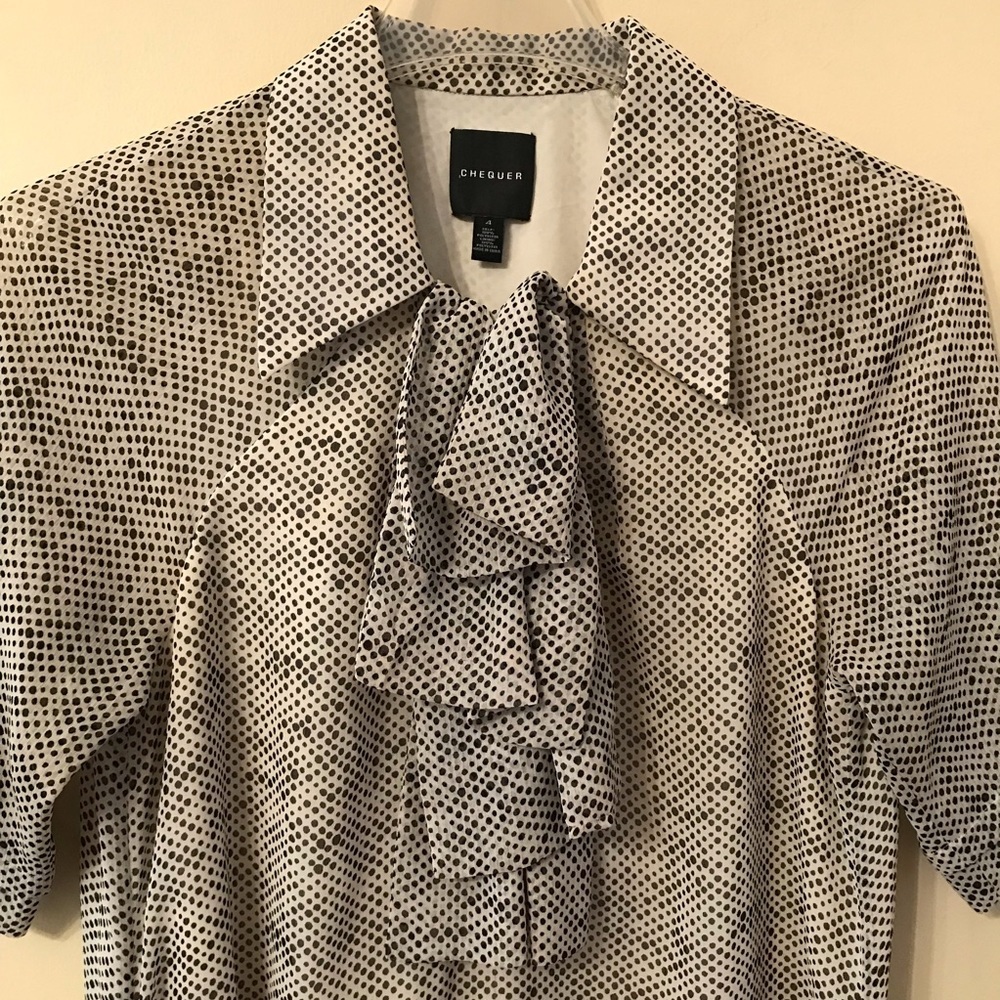 Chequer Printed Sheer Ruffle Front Dress - Picture 3 of 5
